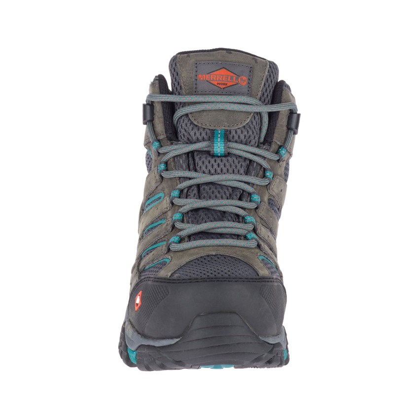 Bottes de Securite Merrell Moab Vertex Mid Waterproof Comp Toe Grise/Vert Foncé Olive Femme | K.J.GHLA